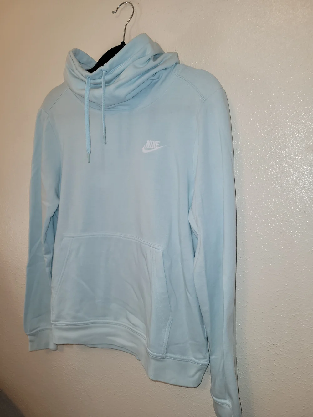 Nike Sportswear Funnel Cowl Neck Fleece Pullover Hoodie Light Blue M